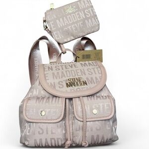 Steve Madden Light Pink Logo Backpack and Pouch